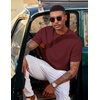 image:imageCOOFANDY Mens TShirt Short Sleeve Crew Neck Textured Shirts Classic Knit Pullover TeesWine Red