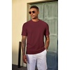 image:imageCOOFANDY Mens TShirt Short Sleeve Crew Neck Textured Shirts Classic Knit Pullover TeesWine Red