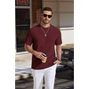image:imageCOOFANDY Mens TShirt Short Sleeve Crew Neck Textured Shirts Classic Knit Pullover TeesWine Red
