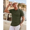 image:imageCOOFANDY Mens Textured Polo Sweater Casual Short Sleeve Sweaters Summer Slim Fit Golf SweaterArmy Green
