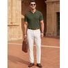image:imageCOOFANDY Mens Textured Polo Sweater Casual Short Sleeve Sweaters Summer Slim Fit Golf SweaterArmy Green