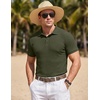 image:imageCOOFANDY Mens Textured Polo Sweater Casual Short Sleeve Sweaters Summer Slim Fit Golf SweaterArmy Green