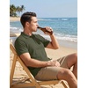 image:imageCOOFANDY Mens Textured Polo Sweater Casual Short Sleeve Sweaters Summer Slim Fit Golf SweaterArmy Green