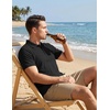 image:imageCOOFANDY Mens Textured Polo Sweater Casual Short Sleeve Sweaters Summer Slim Fit Golf SweaterBlack
