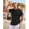 image:imageCOOFANDY Mens Textured Polo Sweater Casual Short Sleeve Sweaters Summer Slim Fit Golf SweaterBlack