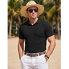 image:imageCOOFANDY Mens Textured Polo Sweater Casual Short Sleeve Sweaters Summer Slim Fit Golf SweaterBlack