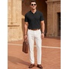 image:imageCOOFANDY Mens Textured Polo Sweater Casual Short Sleeve Sweaters Summer Slim Fit Golf SweaterBlack