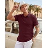 image:imageCOOFANDY Mens Textured Polo Sweater Casual Short Sleeve Sweaters Summer Slim Fit Golf SweaterDeep Red