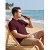 image:imageCOOFANDY Mens Textured Polo Sweater Casual Short Sleeve Sweaters Summer Slim Fit Golf SweaterDeep Red