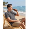 image:imageCOOFANDY Mens Textured Polo Sweater Casual Short Sleeve Sweaters Summer Slim Fit Golf SweaterDrak Grey