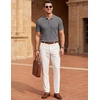 image:imageCOOFANDY Mens Textured Polo Sweater Casual Short Sleeve Sweaters Summer Slim Fit Golf SweaterDrak Grey