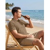 image:imageCOOFANDY Mens Textured Polo Sweater Casual Short Sleeve Sweaters Summer Slim Fit Golf SweaterKhaki
