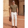 image:imageCOOFANDY Mens Textured Polo Sweater Casual Short Sleeve Sweaters Summer Slim Fit Golf SweaterKhaki