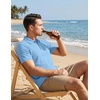 image:imageCOOFANDY Mens Textured Polo Sweater Casual Short Sleeve Sweaters Summer Slim Fit Golf SweaterLight Blue