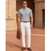 image:imageCOOFANDY Mens Textured Polo Sweater Casual Short Sleeve Sweaters Summer Slim Fit Golf SweaterLight Grey