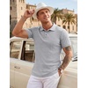 image:imageCOOFANDY Mens Textured Polo Sweater Casual Short Sleeve Sweaters Summer Slim Fit Golf SweaterLight Grey