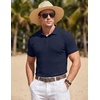 image:imageCOOFANDY Mens Textured Polo Sweater Casual Short Sleeve Sweaters Summer Slim Fit Golf SweaterNavy Blue