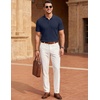 image:imageCOOFANDY Mens Textured Polo Sweater Casual Short Sleeve Sweaters Summer Slim Fit Golf SweaterNavy Blue