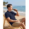 image:imageCOOFANDY Mens Textured Polo Sweater Casual Short Sleeve Sweaters Summer Slim Fit Golf SweaterNavy Blue