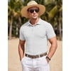 image:imageCOOFANDY Mens Textured Polo Sweater Casual Short Sleeve Sweaters Summer Slim Fit Golf SweaterWhite