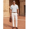 image:imageCOOFANDY Mens Textured Polo Sweater Casual Short Sleeve Sweaters Summer Slim Fit Golf SweaterWhite