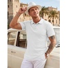 image:imageCOOFANDY Mens Textured Polo Sweater Casual Short Sleeve Sweaters Summer Slim Fit Golf SweaterWhite