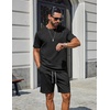 image:imageCOOFANDY Mens TwoPiece Set WrinkleResistant Stretch ShortSleeve TShirt and Shorts Summer Casual Textured OutfitsBlack