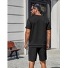image:imageCOOFANDY Mens TwoPiece Set WrinkleResistant Stretch ShortSleeve TShirt and Shorts Summer Casual Textured OutfitsBlack