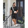 image:imageCOOFANDY Mens TwoPiece Set WrinkleResistant Stretch ShortSleeve TShirt and Shorts Summer Casual Textured OutfitsBlack