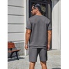 image:imageCOOFANDY Mens TwoPiece Set WrinkleResistant Stretch ShortSleeve TShirt and Shorts Summer Casual Textured OutfitsDark Grey