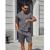image:imageCOOFANDY Mens TwoPiece Set WrinkleResistant Stretch ShortSleeve TShirt and Shorts Summer Casual Textured OutfitsDark Grey