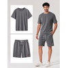 image:imageCOOFANDY Mens TwoPiece Set WrinkleResistant Stretch ShortSleeve TShirt and Shorts Summer Casual Textured OutfitsDark Grey