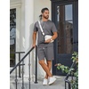 image:imageCOOFANDY Mens TwoPiece Set WrinkleResistant Stretch ShortSleeve TShirt and Shorts Summer Casual Textured OutfitsDark Grey