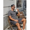 image:imageCOOFANDY Mens TwoPiece Set WrinkleResistant Stretch ShortSleeve TShirt and Shorts Summer Casual Textured OutfitsDark Grey