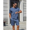 image:imageCOOFANDY Mens TwoPiece Set WrinkleResistant Stretch ShortSleeve TShirt and Shorts Summer Casual Textured OutfitsGrey Blue