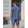 image:imageCOOFANDY Mens TwoPiece Set WrinkleResistant Stretch ShortSleeve TShirt and Shorts Summer Casual Textured OutfitsGrey Blue