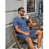 image:imageCOOFANDY Mens TwoPiece Set WrinkleResistant Stretch ShortSleeve TShirt and Shorts Summer Casual Textured OutfitsGrey Blue