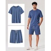 image:imageCOOFANDY Mens TwoPiece Set WrinkleResistant Stretch ShortSleeve TShirt and Shorts Summer Casual Textured OutfitsGrey Blue