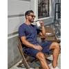 image:imageCOOFANDY Mens TwoPiece Set WrinkleResistant Stretch ShortSleeve TShirt and Shorts Summer Casual Textured OutfitsNavy Blue