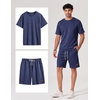 image:imageCOOFANDY Mens TwoPiece Set WrinkleResistant Stretch ShortSleeve TShirt and Shorts Summer Casual Textured OutfitsNavy Blue