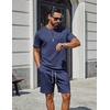 image:imageCOOFANDY Mens TwoPiece Set WrinkleResistant Stretch ShortSleeve TShirt and Shorts Summer Casual Textured OutfitsNavy Blue