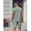 image:imageCOOFANDY Mens TwoPiece Set WrinkleResistant Stretch ShortSleeve TShirt and Shorts Summer Casual Textured OutfitsSage Green