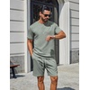 image:imageCOOFANDY Mens TwoPiece Set WrinkleResistant Stretch ShortSleeve TShirt and Shorts Summer Casual Textured OutfitsSage Green