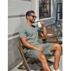 image:imageCOOFANDY Mens TwoPiece Set WrinkleResistant Stretch ShortSleeve TShirt and Shorts Summer Casual Textured OutfitsSage Green