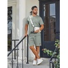image:imageCOOFANDY Mens TwoPiece Set WrinkleResistant Stretch ShortSleeve TShirt and Shorts Summer Casual Textured OutfitsSage Green