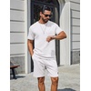 image:imageCOOFANDY Mens TwoPiece Set WrinkleResistant Stretch ShortSleeve TShirt and Shorts Summer Casual Textured OutfitsWhite
