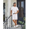 image:imageCOOFANDY Mens TwoPiece Set WrinkleResistant Stretch ShortSleeve TShirt and Shorts Summer Casual Textured OutfitsWhite