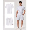 image:imageCOOFANDY Mens TwoPiece Set WrinkleResistant Stretch ShortSleeve TShirt and Shorts Summer Casual Textured OutfitsWhite