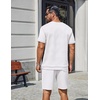 image:imageCOOFANDY Mens TwoPiece Set WrinkleResistant Stretch ShortSleeve TShirt and Shorts Summer Casual Textured OutfitsWhite