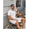 image:imageCOOFANDY Mens TwoPiece Set WrinkleResistant Stretch ShortSleeve TShirt and Shorts Summer Casual Textured OutfitsWhite